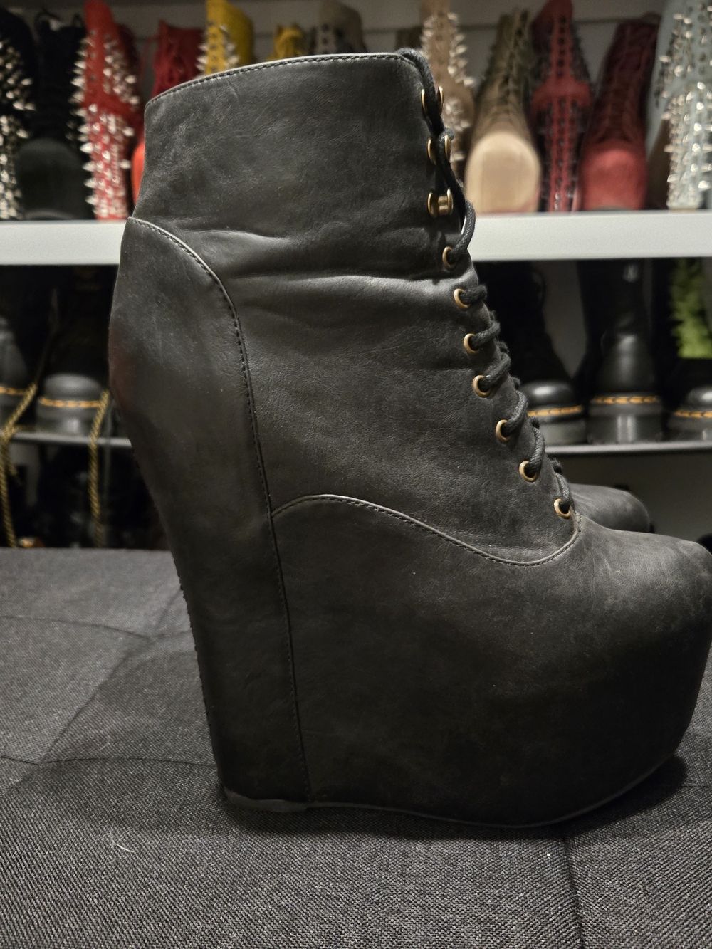 Jeffrey Campbell Damsel- Leather Platform Wedge Boots